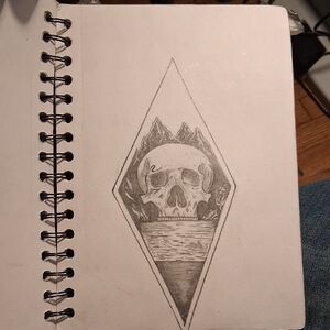 Skull Art Sketch in Black and Gray